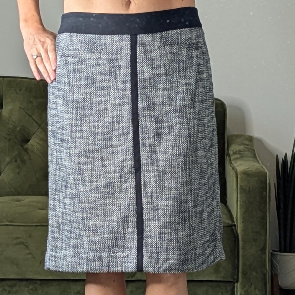 Talbots Cotton Tweed Black And White Pencil Skirt Work Office Business Size 6